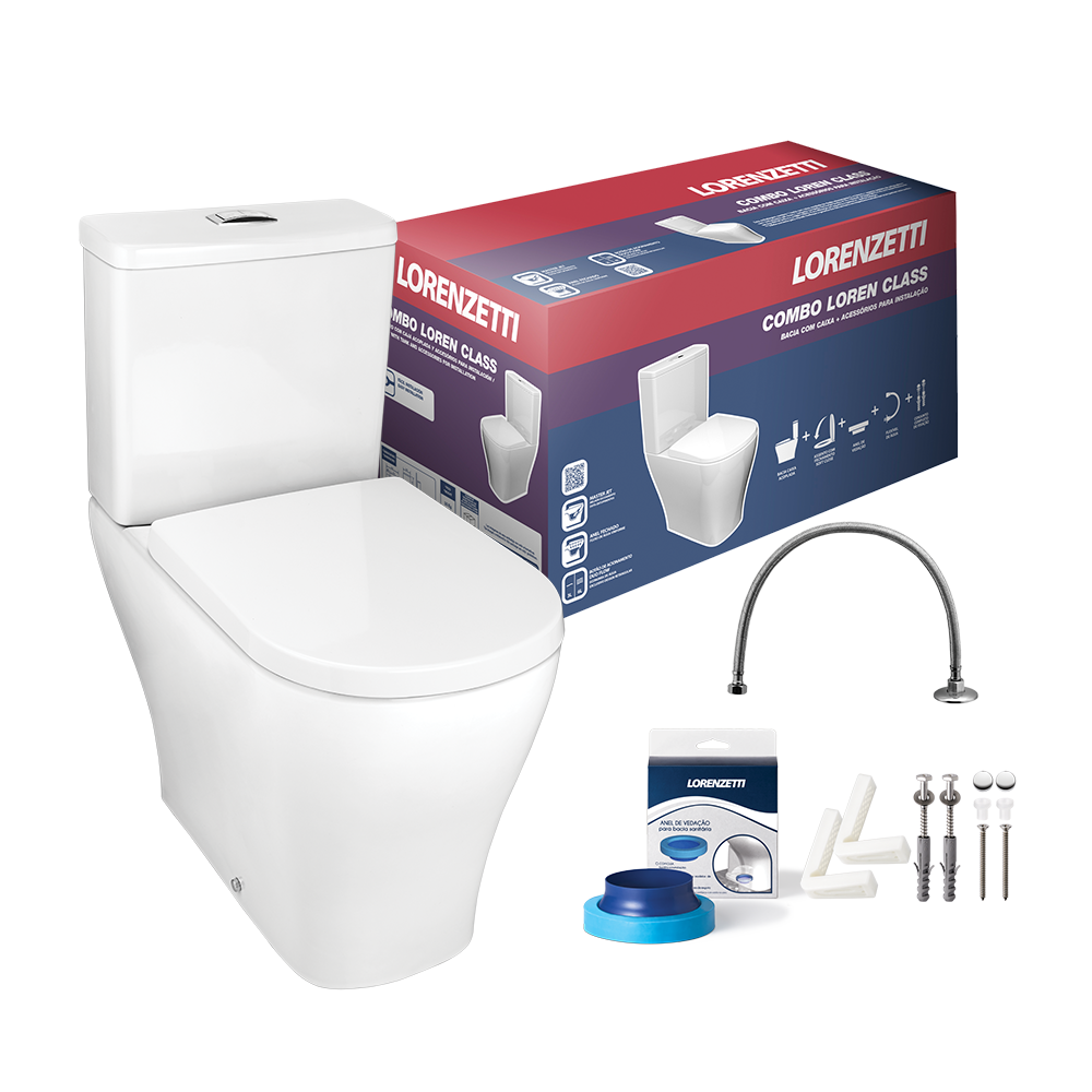 Kit Bacio com Caixa Acoplada Loren Class Branco Completo LORENZETTI