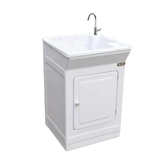 Tanque  De Fibra 40 Litros Com Base Para Torneira Granilitado Branco FIBERBLU