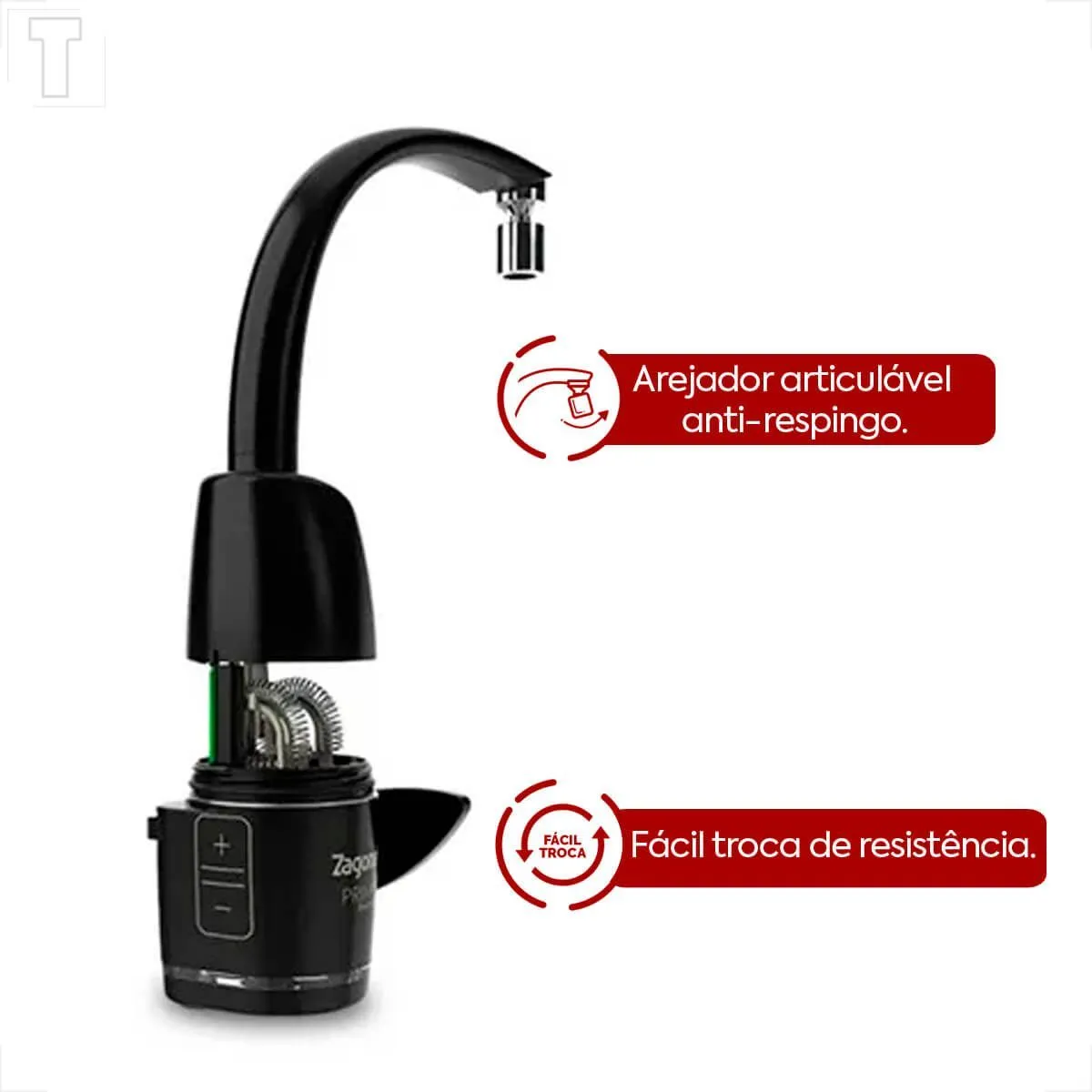 Torneira Elétrica Prima Touch Black 220V 5500W ZAGONEL